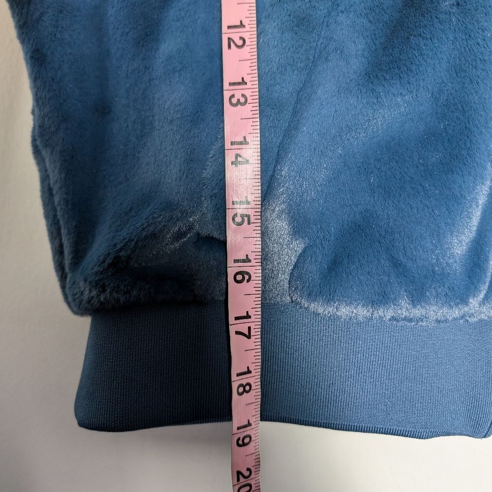 Calia Blue Fur Vest women's hooded full zip pristine sz M - Picture 10 of 10